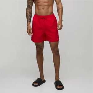 RUBABULL <b>Men's</b> Red Solid Color <b>Quick</b> <b>Dry</b> Casual <b>Shorts</b> Mid Waist Drawstring Casual Swim Trunks Polyester <b>Short</b> <b>Shorts</b> For <b>Men</b> - Product Image 1