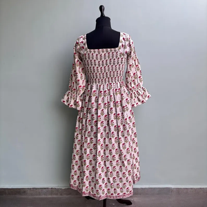 Vestido casual midi de mujer, 100% algodón, estampado liso, manga corta, cintura imperio, estilo babydoll, cuello en V, holgado, para uso diario. - Product Image 2