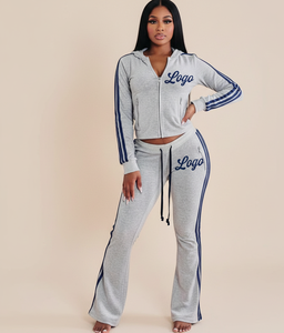 Custom <b>Sexy</b> Ladies Cropped Velvet Tracksuit 2 Piece Zip Washed Hoodie Jogger Pants <b>Sets</b> Women Custom Printed Velour Sweastsuits - Product Image 3