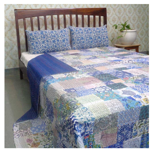 New Products Direct Manufacturer <b>Indian</b> Hand Block Printed Cotton Patchwork Queen Size Kantha <b>Quilt</b> for Sale at Cheap Price - Product Image 3