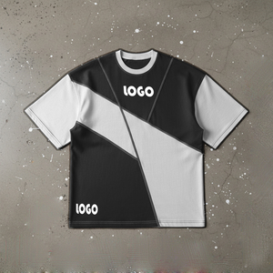 Custom Logo Print Contrast Panelled Tee Piping Raglan Sleeve Oversized <b>Patchwork</b> Heavy Cotton Streetwear Men T-<b>Shirt</b> - Product Image 2
