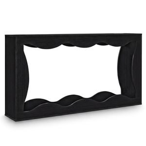 Consolle Nera Extra Lunga da 63 Pollici con Design Ondulato e Ripiano Portaoggetti per Ingresso, Consolle Stretta a 2 Livelli - Product Image 3