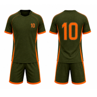 Uniforme de fútbol sublimado personalizado al por mayor, conjunto de uniforme de fútbol profesional para hombre, verde oliva y naranja, ropa de entrenamiento