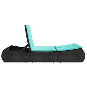 Lettino Doppio Prendisole in Polyrattan Nero con Cuscini, Arredo Esterno per Patio, Design Moderno con Schienale Solido - Product Image 5