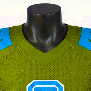 Camiseta de Fútbol Americano para Hombre, Verde Oliva y Azul, Número 9, Sublimada, Malla sin Mangas, Cuello en V, Ajuste Atlético, Absorbe la Humedad - Product Image 4