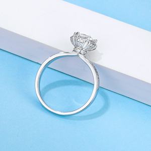 Bague de fiançailles unisexe en or massif 18 carats plaqué rhodium, sertie de pierres naturelles taille brillant, style original AMBER JEWELS - Product Image 2
