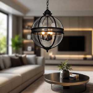 Lustres suspendus en verre jaune bronze, style rétro, en fer, pour hôtel, restaurant, intérieur moderne, hall d'entrée - Product Image 5