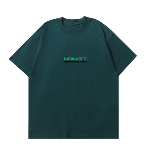 ไนมัตเสื้อยืดแขนสั้นผู้ชายสีดำทรงเข้ารูปพิมพ์ลายโลโก้สีเขียวเสื้อผ้าลำลองแนวสตรีทผ้าฝ้ายคอโอ - Product Image 4