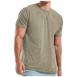 Men 100% Cotton Washed Front Logo Short Sleeve O-Neck Regular Fit Solid Casual Breathable Screen Printed Knitted T-Shirt 220g - Product Image 2