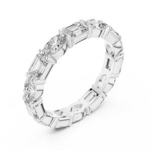 Alternating <b>Emerald</b> Oval Blue Stone Eternity <b>Band</b> 10K 14K 18K Solid Gold Unisex Collet <b>Ring</b> IGI Certified Fine Jewelry Gift - Product Image 3