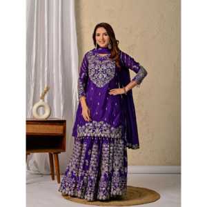 Designer Women's Party <b>Suit</b> Set with Beautiful Dupatta Top-Bottom Outfit - Product Image 2