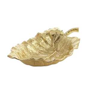 Ensemble de plateaux décoratifs vintage en métal, motif feuille d'arum, argent et bronze, pour bibelots, bijoux, centre de table et plateau de rangement - Product Image 2