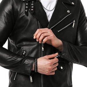 Blouson décontracté grande taille en similicuir PU avec fermeture éclair, finition teinte/délavée, col montant personnalisé, imperméable et respirant, service OEM pour l'hiver - Product Image 4