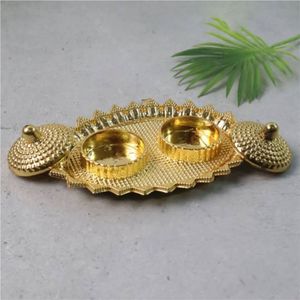 Decorative Metal Dry Fruit <b>Jar</b> with Golden Lid Luxury Floral Print Storage Container for Home Decor Wedding Gift Box Set <b>Jars</b> - Product Image 3