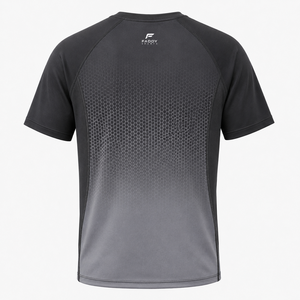 T-shirt de sport pour homme personnalisé à séchage rapide, sublimation dégradée, respirant, avec empiècements en mesh, pour fitness, entraînement et course à pied - Product Image 2