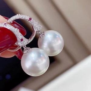 Light Luxury S925 Pure <b>Silver</b> 12-11mm Round Basic Flawless Natural Gold <b>Pearl</b> <b>Earrings</b> with Gift Box - Product Image 4