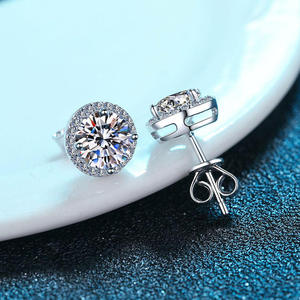 925 Sterling Silver Moissanite Flower Stud Earrings Luxury 1ct VVS Halo Lab Diamond Cluster Solitaire <b>Post</b> Fine Jewelry Unisex - Product Image 3
