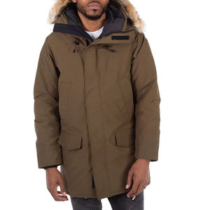 Men's Olive Green Plus Size Stand Collar Hooded <b>Parka</b> <b>Jacket</b> Regular Thick <b>Waterproof</b> Casual Outerwear with Zipper Closure - Product Image 4