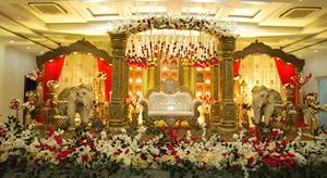 Srilankan Wedding Manavarai Fiber Mandap Hindu Wedding <b>Doli</b> Mandap with Golden Carving Traditional Indian Wedding Mandap - Product Image 3