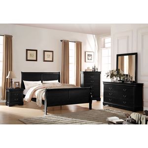 Letto matrimoniale Louis Philippe E. King in finitura nera con struttura in legno resistente - Product Image 4
