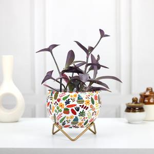 Florero de hierro con acabado esmaltado y estampado dorado duradero moderno, soporte cruzado de alambre de Latón para Decoración de hogar, oficina o boda - Product Image 2