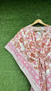 Robe kaftan en coton pour femme, tunique florale, tenue de plage, vêtements de vacances d'été, vêtements ethniques indiens - Product Image 3