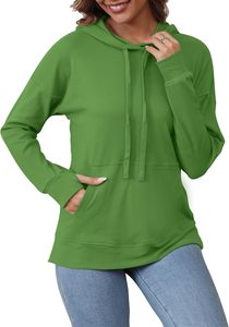 Sudadera con Capucha y Cierre para Mujer, Manga Larga, Color Sólido, Tejida, 100% Algodón, Transpirable, Informal, para Invierno, con Bolsillo Bordado - Product Image 3