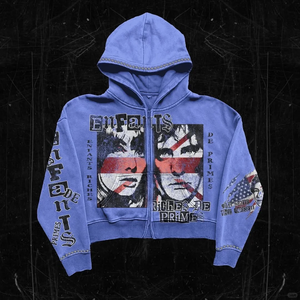 Manufacturer OEM Distressed <b>Washed</b> Thick Cotton Hoodie Mens Vintage Sunfaded Streetwear with Custom Print and Rhinestone - Product Image 4