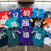 Maillots de football américain personnalisés avec numéro d'équipe, col montant, sublimation, entraînement, manches courtes, 100% polyester, antibactérien, unisexe