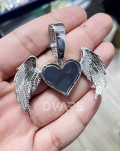 จี้รูปหัวใจปีกนางฟ้า เงินแท้ 925 ประดับเพชรระยิบระยับ จี้รูปหัวใจแบบซับลิเมชั่น จี้ปีกแบบฮิปฮอป เครื่องประดับฮิปฮอป - Product Image 6