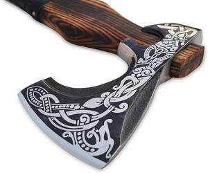Hache de Viking à tête plate en acier à haute teneur en carbone, faite à la main, à prix de gros, avec manche en bois, personnalisable pour le bricolage et l'industrie - Product Image 3