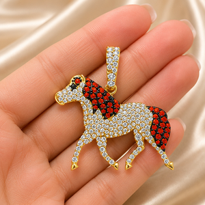 Colgantes y Amuletos de Animales de Oro Sólido de 14K con Moissanita VVS que Pasa la Prueba del Diamante, Diseño de Caballo Galopante Personalizado, Regalos de Moda de Gran Venta - Product Image 5