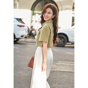 Blusa Elegante para Mujer, Color Oliva, Cierre Frontal con Cremallera, Estilo Oficina, Casual de Negocios, Cómoda, Tipo Croptop, ODM OEM LEX - Product Image 5