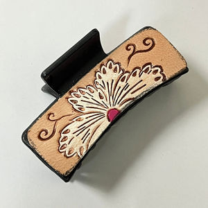 2026 New Arrival Hand <b>Tooled</b> Floral Leather Hair Claw <b>Clip</b> Vintage Cowgirl Hair Accessory Boutique Boho Hair <b>Clip</b> for Women Girl - Product Image 5