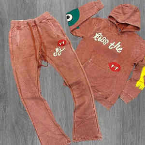 Conjunto Deportivo de Invierno para Hombre, Sudadera con Cierre y Letras Bordadas, Pantalones Deportivos con Lavado Ácido, Tejido Francés de Secado Rápido, OEM - Product Image 3