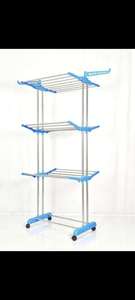 Minimalist Stainless Steel Clothes Drying <b>Rack</b> Three Layer Detachable Laundry <b>Stand</b> Mobile Wall Mounted Balcony Holder - Product Image 3