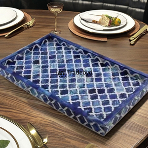 Plateau élégant et moderne en os incrusté, table basse décorative mobile de qualité supérieure, fabriquée à la main par Tradebyd - Product Image 6