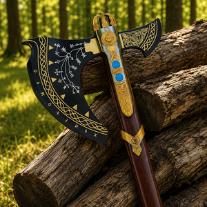 Hache Leviathan de Kratos, en acier forgé, manche en bois de rose, pour bricolage, cadeau pour garçons d'honneur, homme, mari, papa, anniversaire - Product Image 6