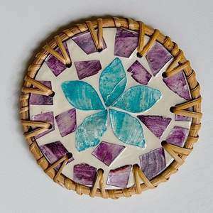 New Arrival Colorful Rattan Placemat Woven Rattan Shell Coaster Insulated Tea <b>Cup</b> <b>Mat</b> Tea Table Handmade Shell <b>Mat</b> Decorative - Product Image 2