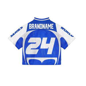 T-shirt en maille rétro, tenue streetwear estivale cool, T-shirt en maille rétro, ambiance rétro classique, sensation légère - Product Image 5