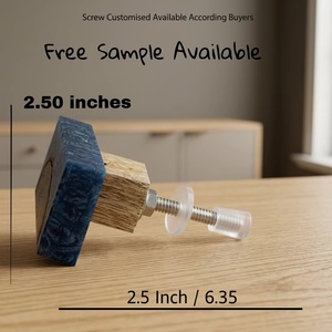 <b>Rustic</b> Rectangle Wood Resin Cabinet Knob Blue Handle for Kitchen Furniture Durable Design - Product Image 2