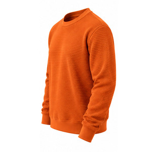 <b>Mens</b> Waffle Knit Sweatshirt Long Sleeve Crewneck Pullover Casual Textured <b>Thermal</b> Top Custom OEM Streetwear Manufacturer Factory - Product Image 3