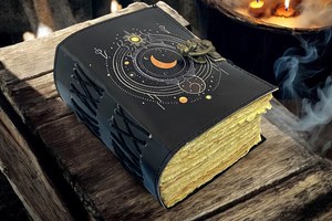 Moon Phase Leather Journal Celestial Grimoire Book of Shadows <b>Gift</b> Edition 200 Sheets - Product Image 3