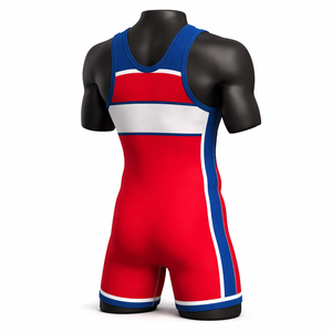 Ropa Deportiva Unisex para Lucha Libre y Artes Marciales, de Secado Rápido, Ajustada, Elástica, de Spandex y Poliéster de 160 g, con Bloques de Color Rojo, Azul y Blanco - Product Image 3
