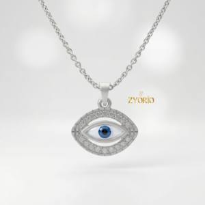 Collier pendentif œil de diamant Zyorio Jewels, argent sterling 925 plaqué or, bijoux de luxe pour femmes, mariage, fiançailles - Product Image 4