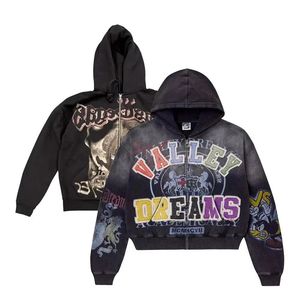 Sweat-shirts décontractés d'été en polyester et coton, effet délavé, poids du tissu 350g, respirants, séchage rapide, avec poches, service OEM - Product Image 6