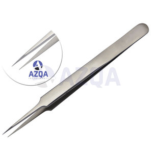 Pince à épiler professionnelle en acier inoxydable à angle de 45 degrés avec poignée dentelée pour l'application et l'isolation des cils - Product Image 4