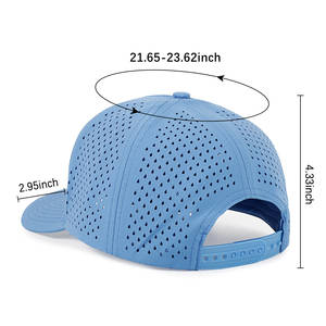 Casquette de camionneur bleu clair à 5 panneaux, perforée, à fermeture snapback, réglable, en polyester, pour sports de plein air et voyages - Product Image 6