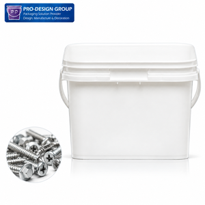 Seau en plastique carré de 8 L avec couvercle et poignée pour le stockage et l'emballage de vis, fixations et pièces de quincaillerie - Product Image 1