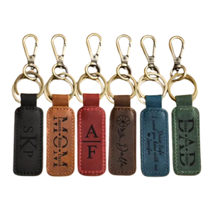 Personalized Leather Keychain Engraved <b>Key</b> Holder Custom Name Keychain Gift for Mom Dad Best Friend Christmas Gift - Product Image 1